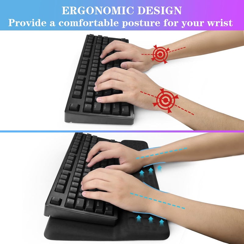 KEPUTAIER Computer Keyboard Stand with Wrist Rest, Ergonomic Tilted Keyboard Holder - Keyboard Riser with Wrist Pad - Keyboard Tray Support for Office Home - Black - Image 3